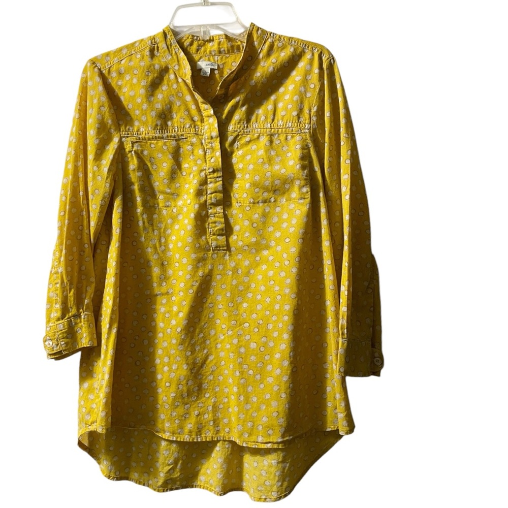 Anthropologie Odille high low Mustard yellow tunic top Oversized Lagenlook SZ 8